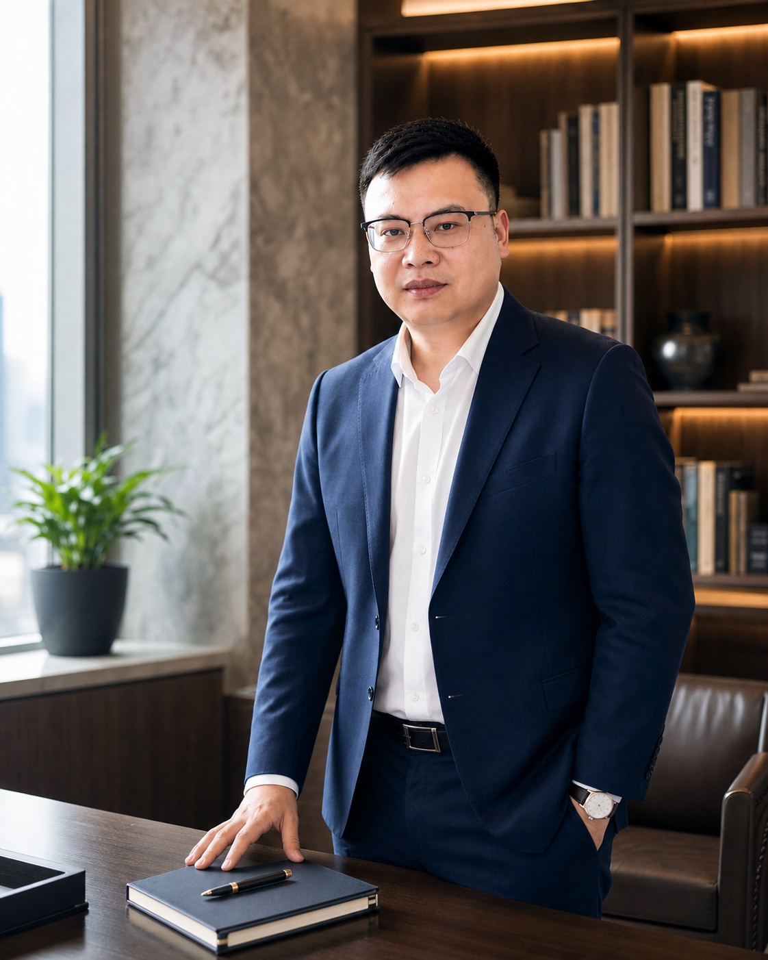 企业经营顾问王刚在书房办公室